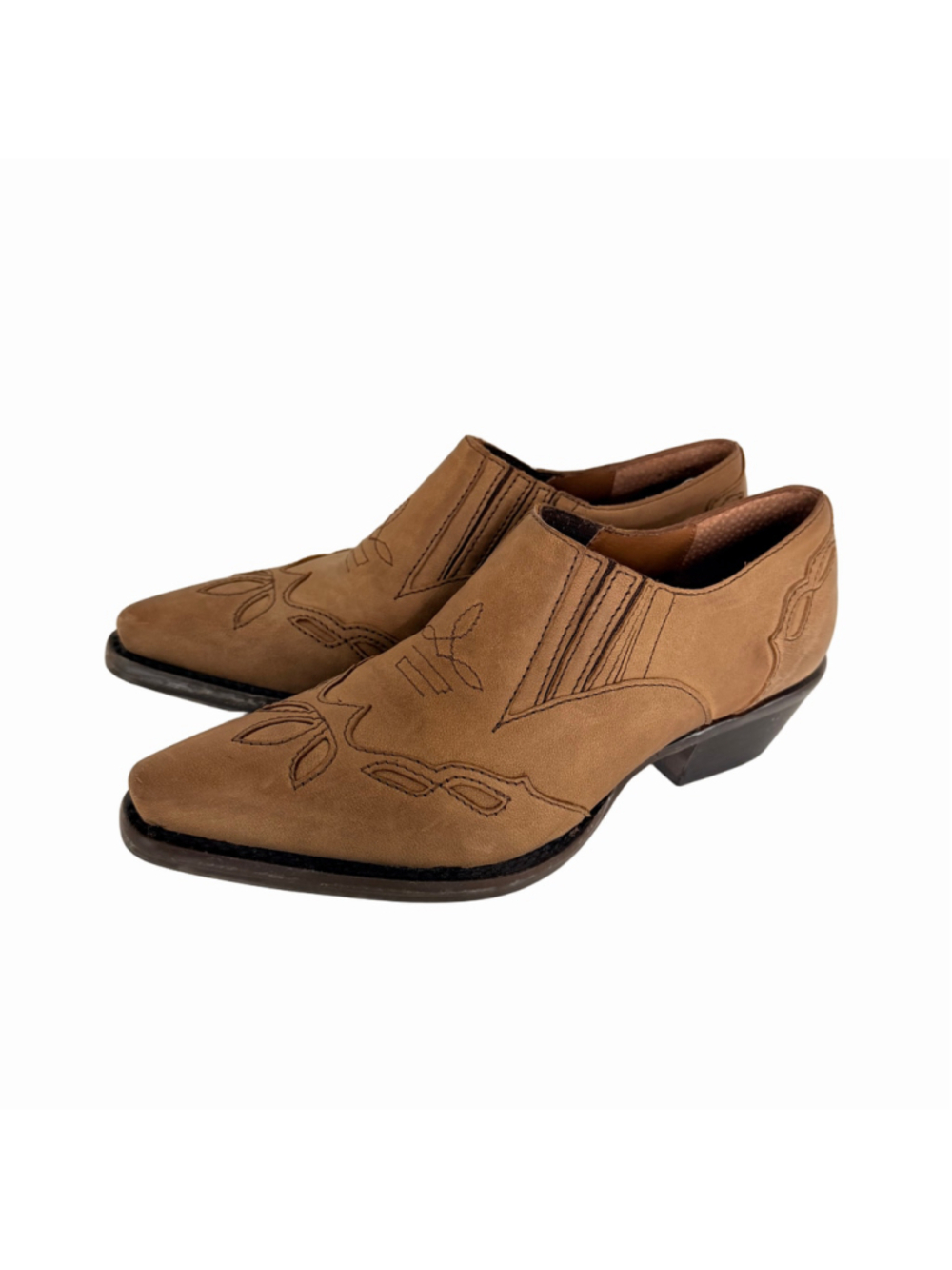Nine West Vintage Brown Leather Western Ankle Booties Women's Size 7 Neutral